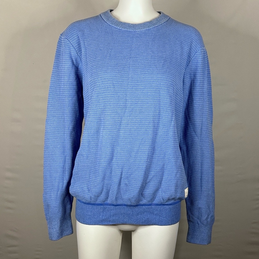 Scotch & Soda Men's Blue Textured Cotton Knit Crewneck Sweater